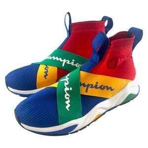 RARE CHAMPION Youth Rally Crossover Shoes Multi Color Block Sz 6Y Sock Style